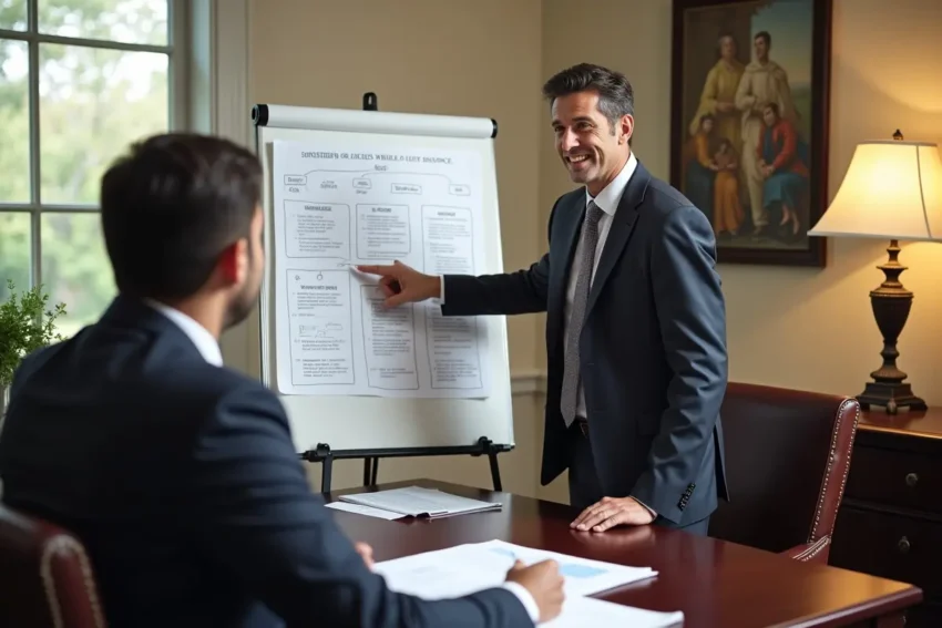 advisor explaining different types of life insurance policies clearly