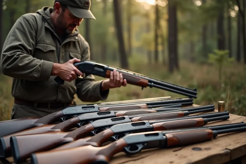 hunter examining different gauge shotguns to choose the best fit