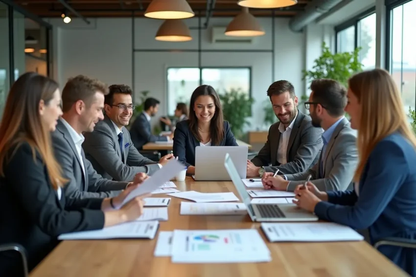group of employee discussing in the office