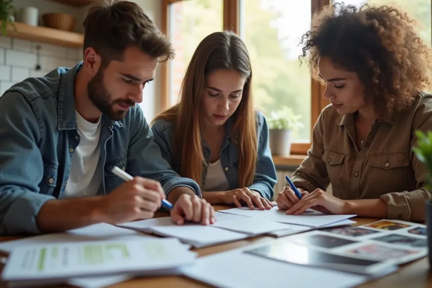 family reviewing insurance claims to replace lost items