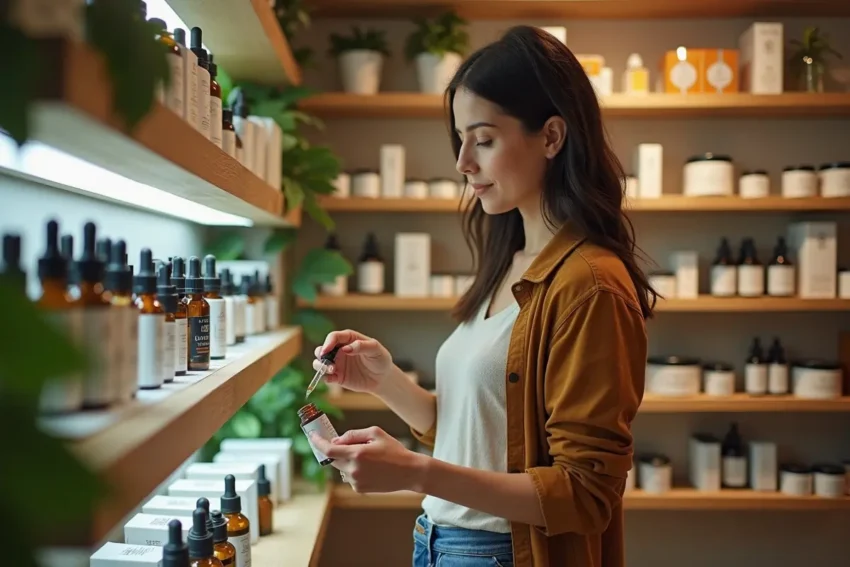 a customer choosing cannabis products