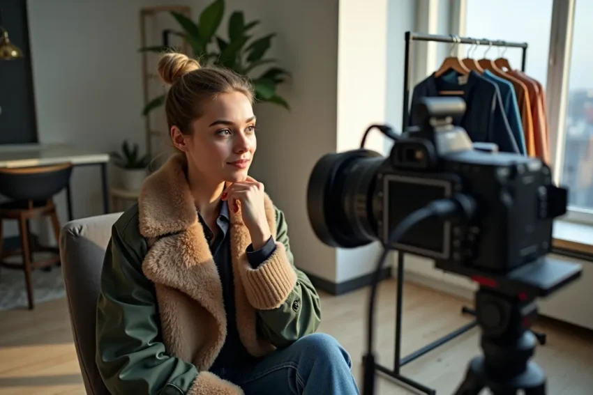 person doing live streaming for her brand fashion