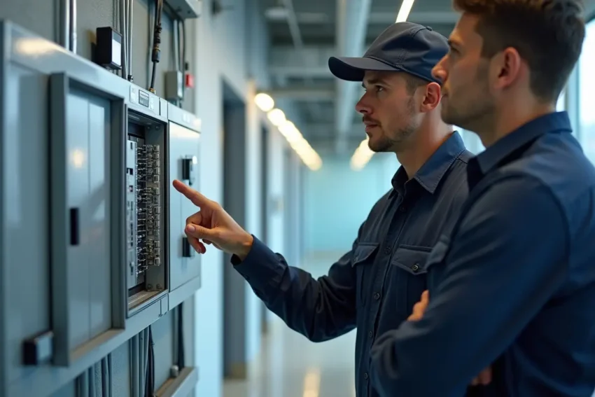 electrician explaining power outages occurring in modern buildings