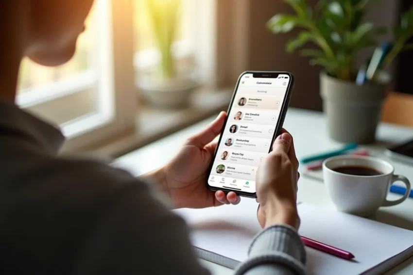 person using mobile apps to manage daily essential tasks