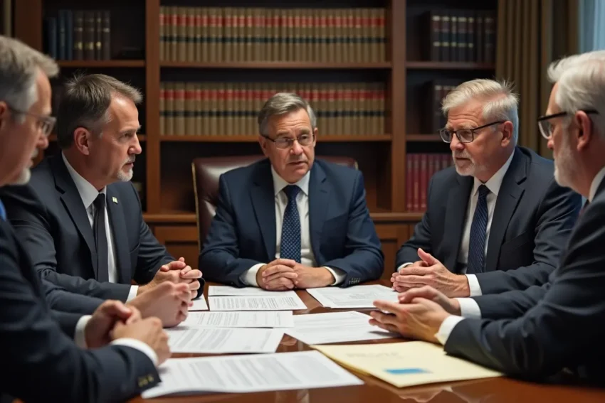 heirs reviewing probate property documents with attorney