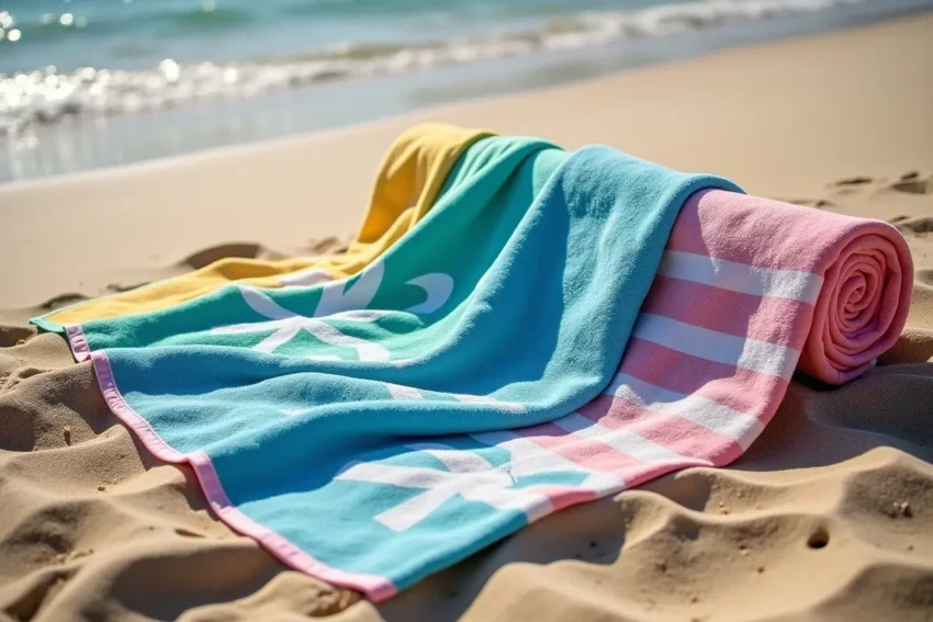 custom beach towels displaying brand identity for promotional use