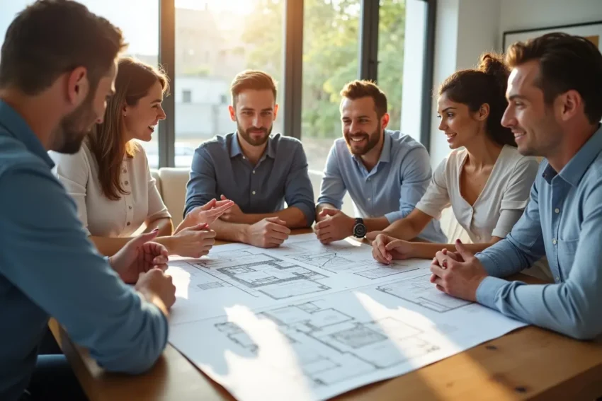 homeowner consulting renovation experts about remodeling project