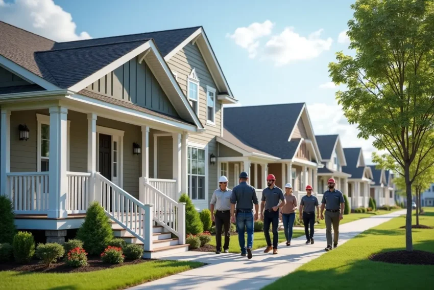 homebuyers exploring manufactured homes built by professional builders