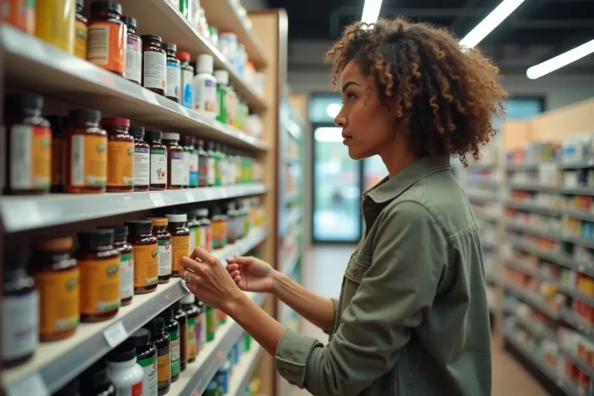 person selecting multivitamin supplements for balanced daily nutrition support