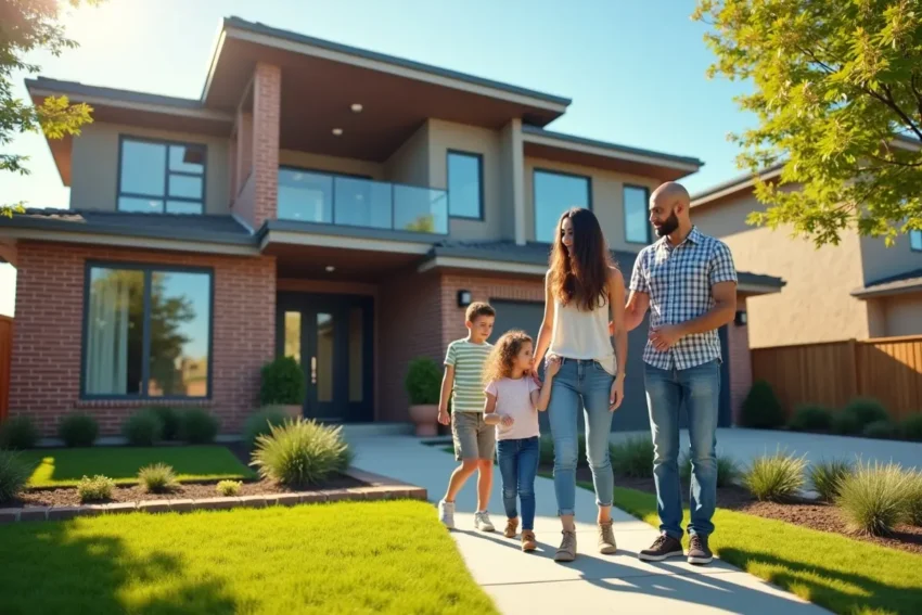 family exploring benefits of buying a new construction home