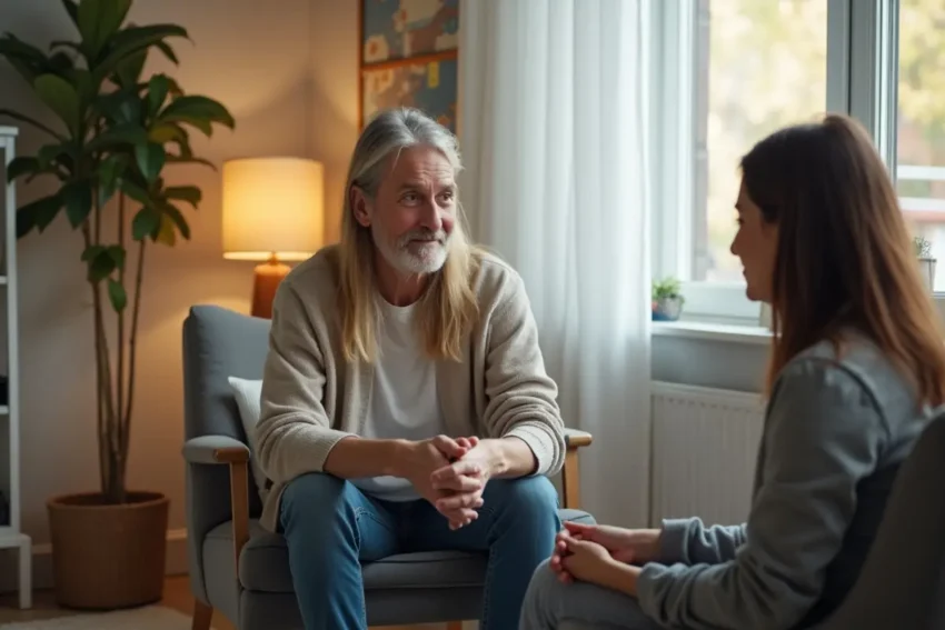 individual seeking professional help for overcoming addiction challenges