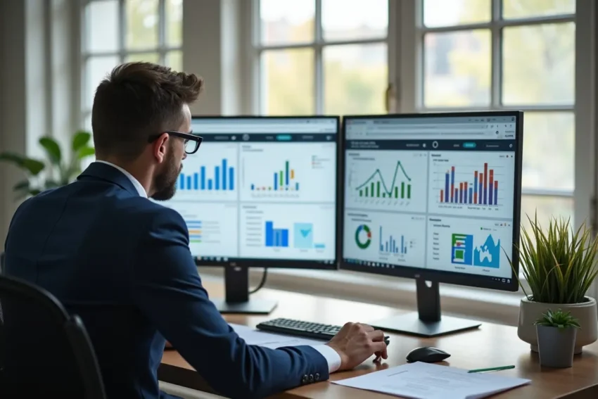 business professional analyzing seo strategy for online growth success