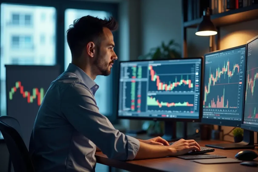 trader analyzing charts to accelerate trading success