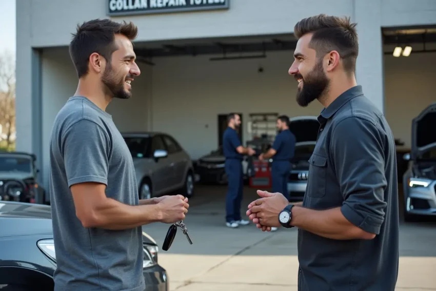 car owner choosing best auto body shop for collision repair services