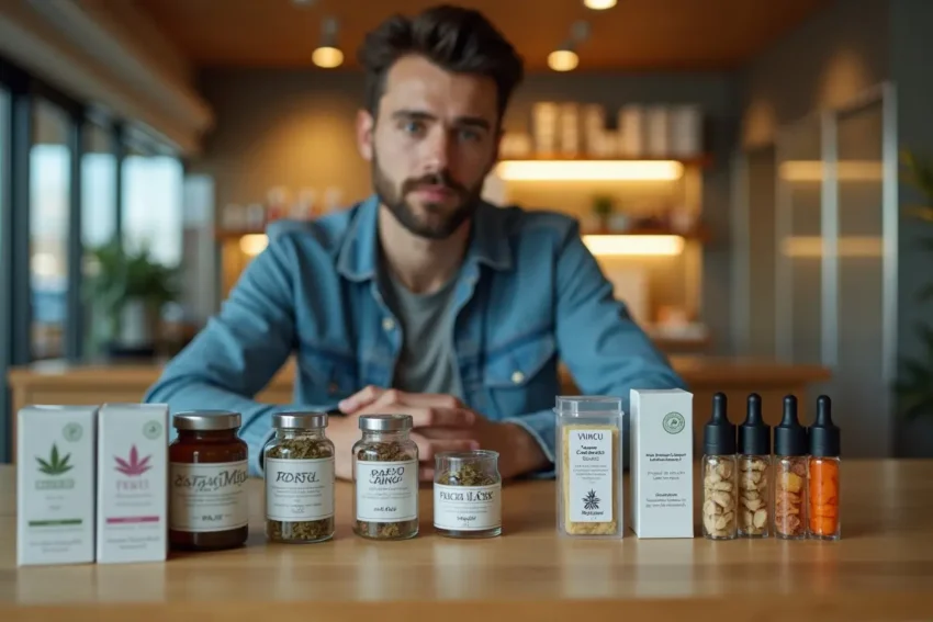 consumer comparing cannabis product options and their practical uses