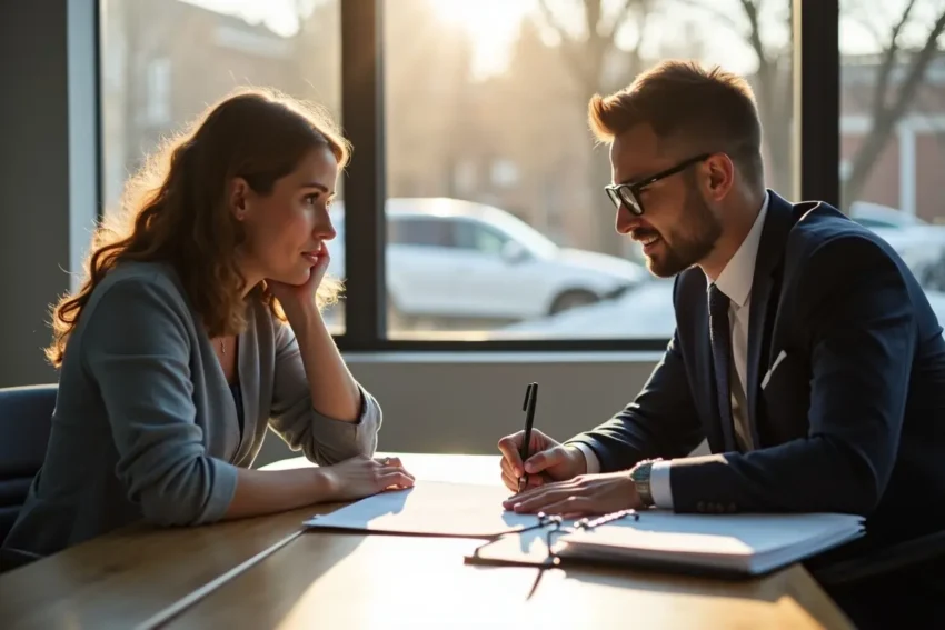 car accident victim working with lawyer to strengthen case outcome