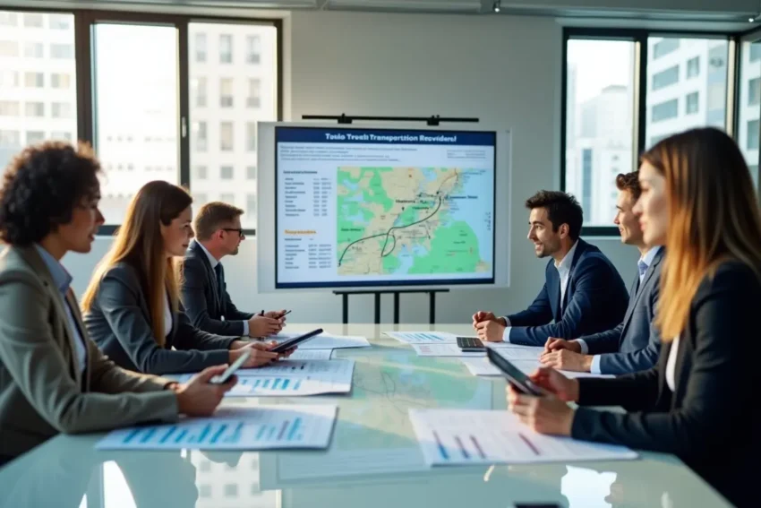 corporate team selecting reliable transportation provider for business travel