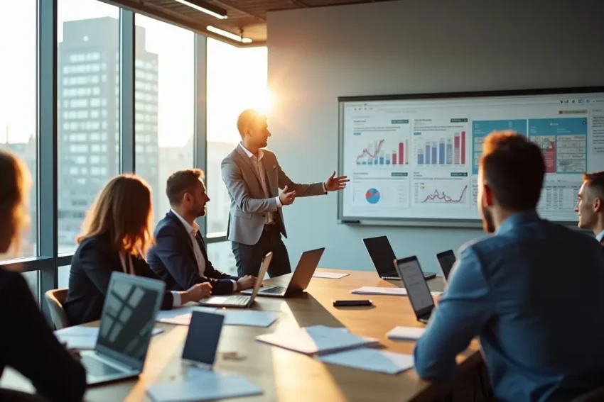 business working with digital marketing agency to improve online growth