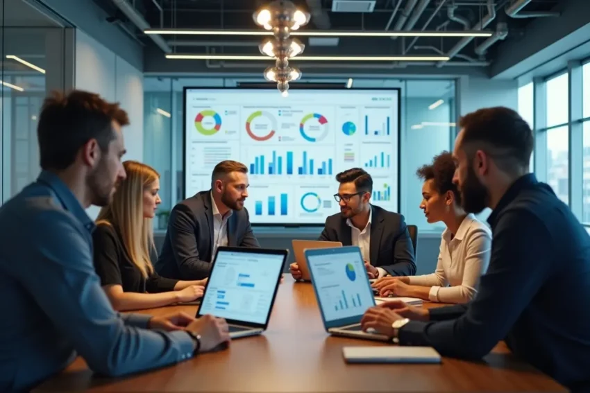 hr team using employee survey software to improve workplace engagement