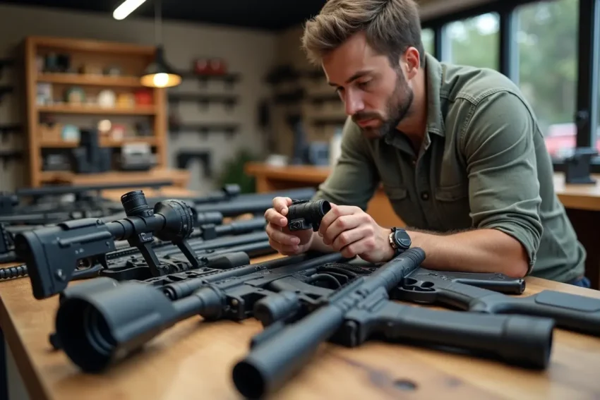 buyer reviewing gun accessories options for performance and compatibility