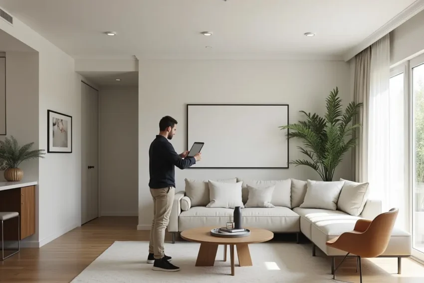 home staging expert arranging modern interiors to attract serious buyers