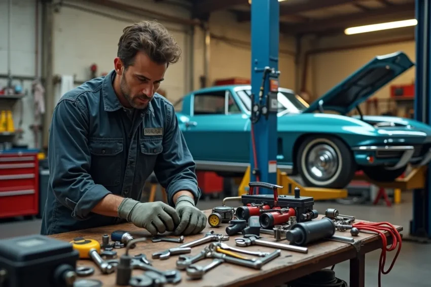 mechanic setting up business with essential tools and equipment