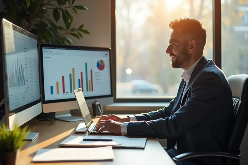 investor managing valuable assets remotely through organized digital oversight