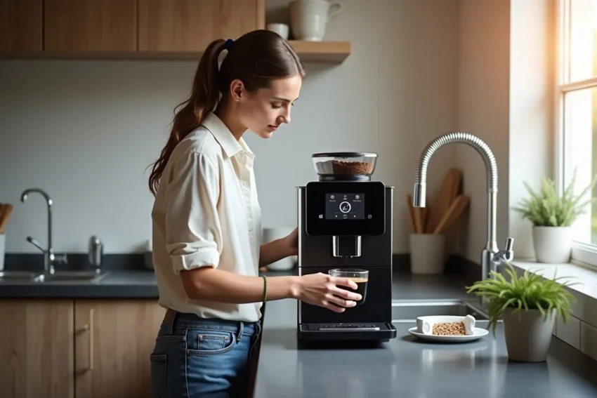 person choosing automatic coffee machine with essential features