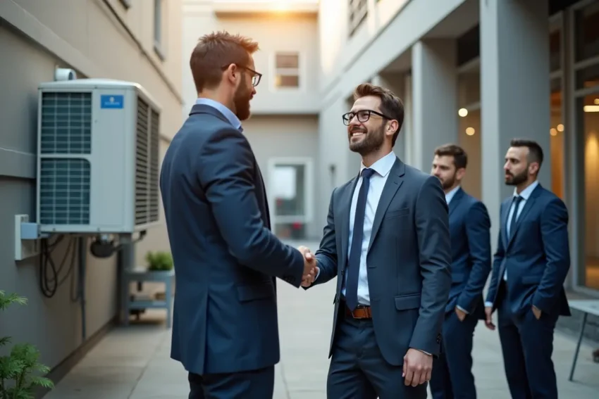business owner hiring commercial hvac professionals for efficient system performance