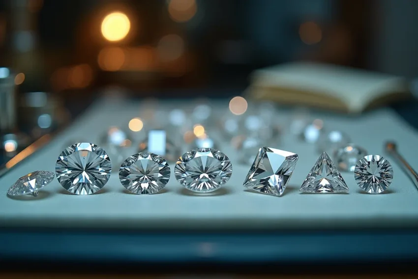 jeweler displaying different diamond types and distinctive characteristics