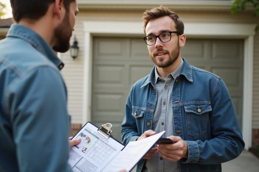 homeowner choosing best residential garage door repair service provider
