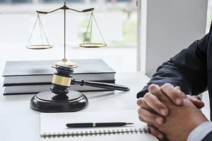 judge gavel and legal documents during court consultation