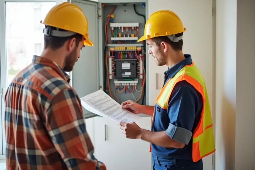 homeowner hiring licensed electrician to ensure quality and code compliance