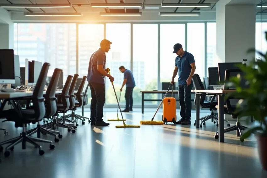 business using professional office cleaning services to maintain productive workplace