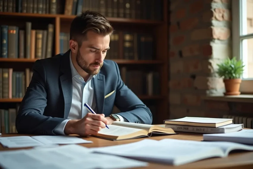 person learning fundamentals of personal injury law and legal process
