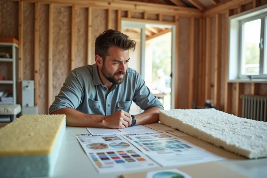homeowner choosing suitable insulation materials for home energy efficiency