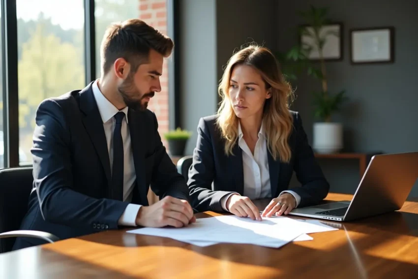 client collaborating with personal injury lawyer throughout injury case