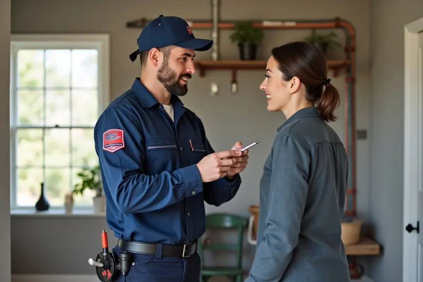 homeowner hiring qualified plumber to prevent costly water damage