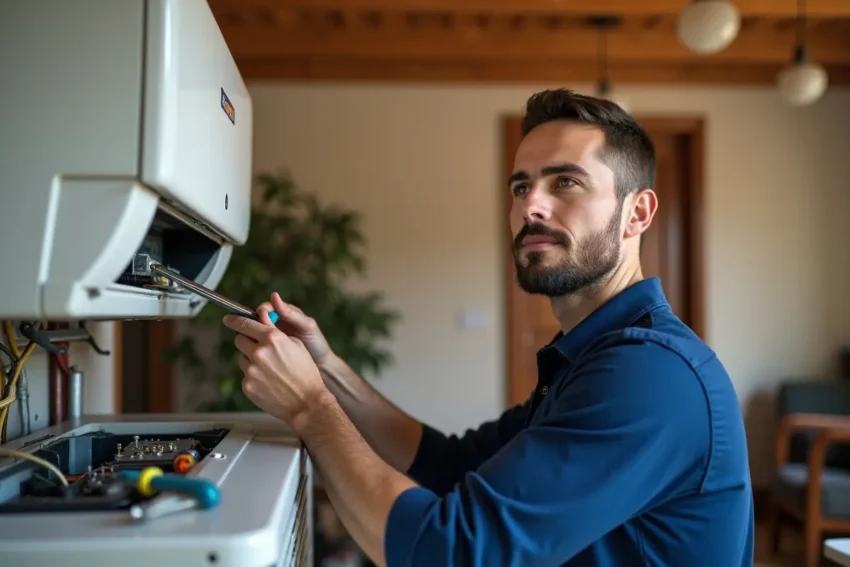 technician repairing emergency ac issues to restore home comfort