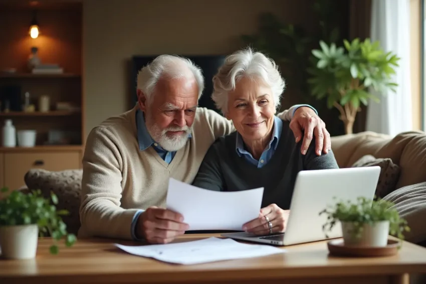 senior couple reviewing life insurance options for greater financial security