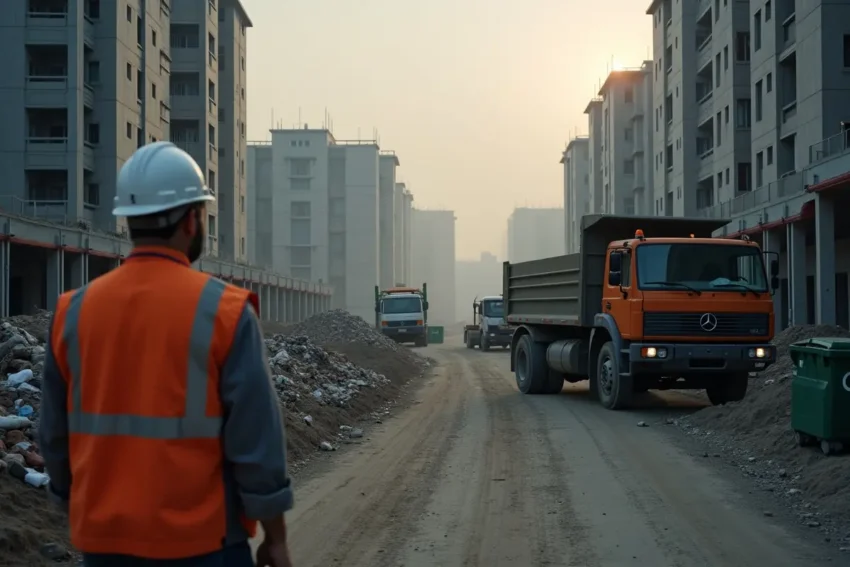 contractor coordinating efficient waste removal across multi unit construction projects